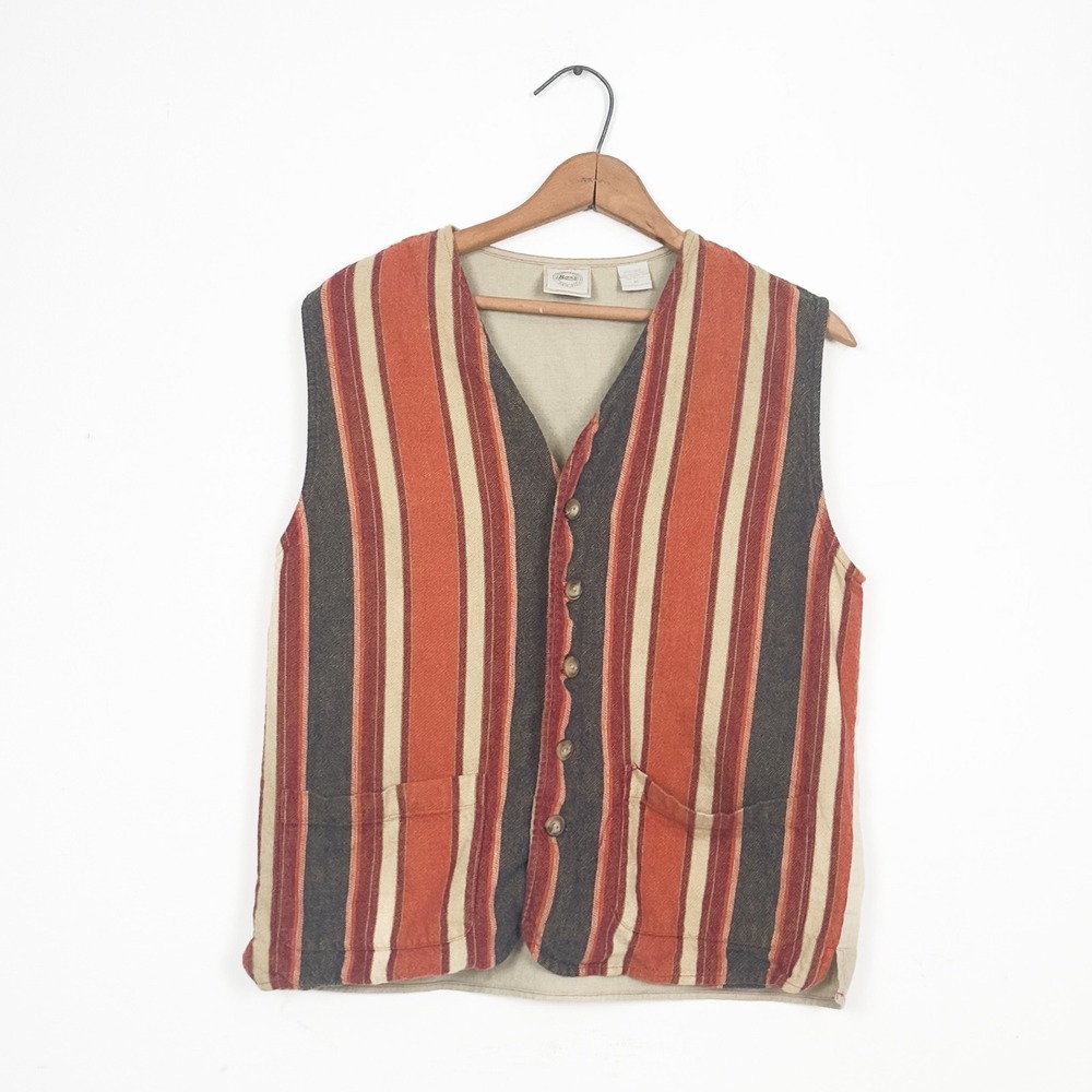 Vintage 90s Folk Inspired G.H. Bass & Co. Striped Vest - size Medium